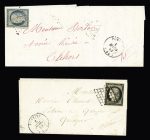 2 lettres : n°3 OBL grille + T15 "Pontivy (54)" (1849) signé JF Brun et n°4 OBL PC 2534 + T15 "Pontivy (54)" (1869), ind 14 et ind 22. TB