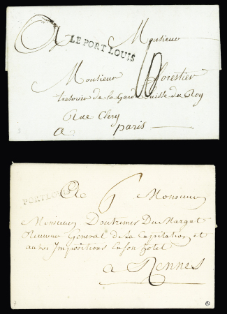 2 MP : Port-Louis (1771 - Ln°7 - ind 12) et "Le Port-Louis" (Ln°9 - ind 12). TB