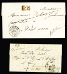 Quiberon : 2 plis : cursive "54 Quiberon" + T12 Auray (1830 - ind 12) - CAD T15 "Quiberon (54)" (1846 - ind 14). TB