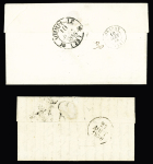 Quiberon : 2 plis : cursive "54 Quiberon" + T12 Auray (1830 - ind 12) - CAD T15 "Quiberon (54)" (1846 - ind 14). TB