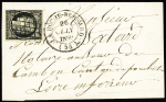 N°3 OBL grille + T14 "La Roche-Bernard (54)" (1850) sur lettre, ind 18, jolie pièce