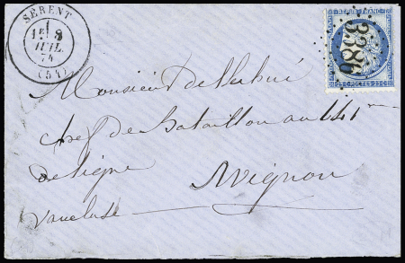 N°60 OBL GC 3386 + T17 "Sérent (54)" (1874) sur lettre, ind 16. TB