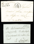 2 MP "P 54 P Vannes" (1798 - 24x8mm - ind 12) et "P 54 P Vannes" + dateur "A" (1831 - ind 14). TB