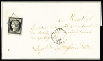 N°3, 20c noir, OBL grille + T15 "Vannes (54)" (1849) sur lettre, ind 13. TB