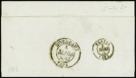 Lettre de Valparaiso (1841) pour Bordeaux avec CAD d'entrée rouge "Outre-Mer Auray" (1842) + taxe 8 manuscrite avec au verso T15 Nantes (2 mars) et T13 Bordeaux (4 mars), ind 20. TB