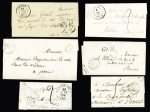 Lot de lettres du Morbihan : 34 plis (entre Baud et Vannes) avec CAD type 12 à 15, la plupart avec taxes diverses. TB. Cote 800€