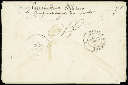 Indochine : Colonies générales n°23 OBL CAD  octogonal "Corr D.Arm Cho-Len" (1877) répété à coté sur lettre. Jolie pièce, cote 2300€