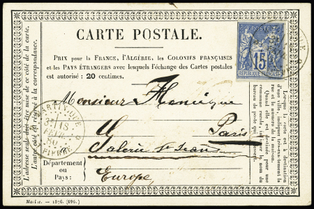 Martinique : Col. Gen n°41 OBL CAD "Martinique Saint-Pierre" (1880) répété à côté sur carte postale précurseur "Marine - 1876. (696)". TB