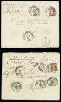 Deux lettres chargées de Sélestat 1885 pour Paris