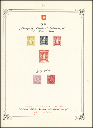 1882-1907, Kleine Sammlung Probedrucke auf 8 Albumblättern