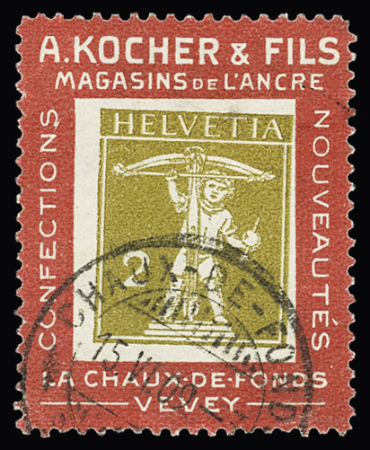 1909-11, Kleine Spezialsammlung KOCHER-MARKEN auf verschiedene