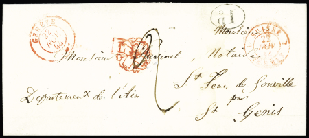 1844 Faltbrief von Genf nach St.Genis (Frankreich)