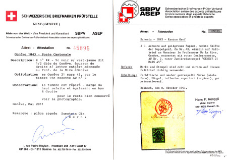 Rechte Hälfte Doppelgenf, farbintensiv und meistens