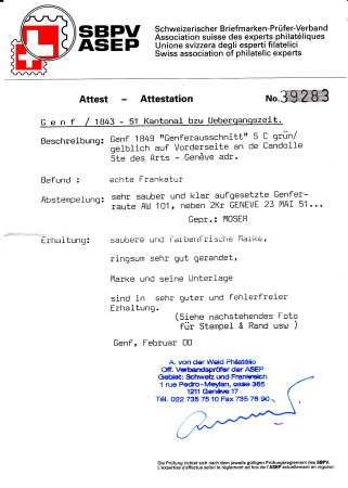 Genfer Ausschnitt, farbintensiv und ringsum sehr gut