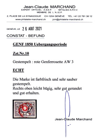 Waadt 5C, farbfrisch und sehr gut gerandet, mit roter