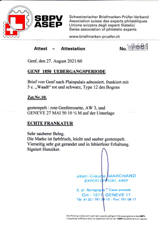 Waadt 5C (Type 12), farbfrisch und breitrandig, mit