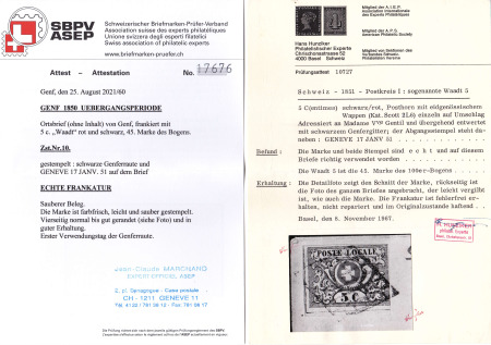 Erster Verwendungstag der Genferraute !Waadt 5C (Type