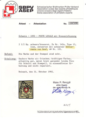 Poste Locale mit Kreuzeinfassung, Type 13, mit kräftigen