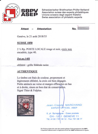 Poste Locale OHNE Kreuzeinfassung, Type 40, farbfrisch