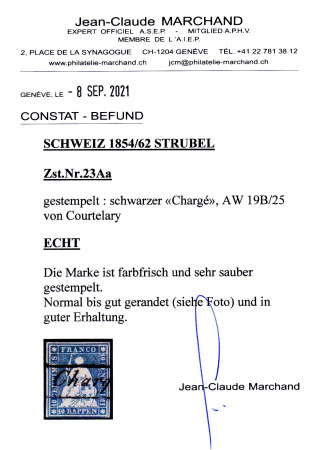 10Rp. blau, ringsum sehr gut gerandet, mit Kastenstempel