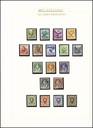 1891-1938 SPECIMEN Aufdrücke, Lot mit 53 Marken davon