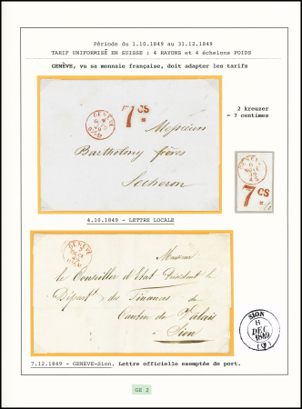 1849-51 Übergangzeit in Genf, kl. Sammlung markenlose
