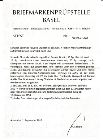 1Fr. violettgrau zusammen mit erster Berner Druck 10Rp.