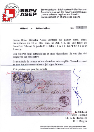 30C REINBLAU, zwei Exemplaren, sehr sauber entwertet