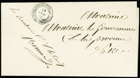 Lettre en franchise avec CAD bleu "La Croix Pogetto Then" (1860). Frappe toujours empâtée pour ce Bureau. RRR