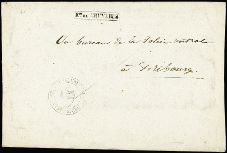 31. August 1852 - Ortsumschlag von Fribourg mit Kastenstempel