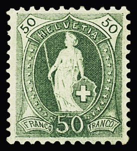 1882-1907, Partie Ziffermuster und Stehende Helvetia,