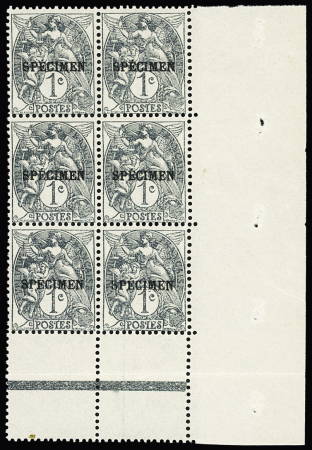 n°107a-CI 3 1c gris avec surcharge SPECIMEN, en bloc