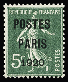 N° 24 5c vert POSTES PARIS 1920, **, TB. Signé JF.Brun,