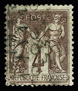 N° 14 4c surch. 5 lignes, TB, R. Signé Calves