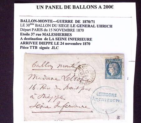 Pli confié du Céleste (4e ballon du siège). N°29 O
