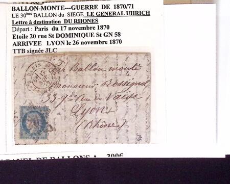 Pli confié du Céleste (4e ballon du siège). N°29 O