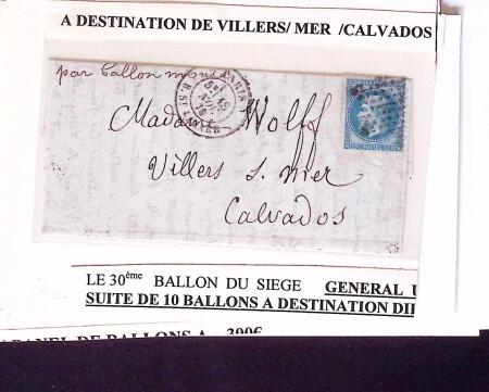 Pli confié du Céleste (4e ballon du siège). N°29 O