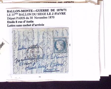 Pli confié du Céleste (4e ballon du siège). N°29 O