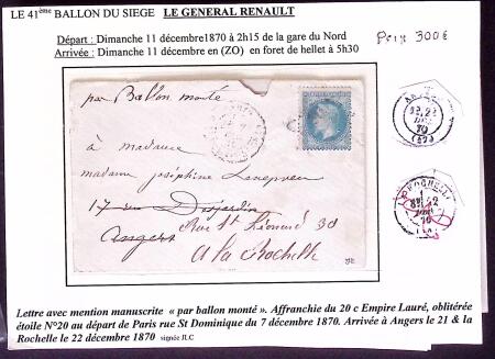 Pli confié du Céleste (4e ballon du siège). N°29 O