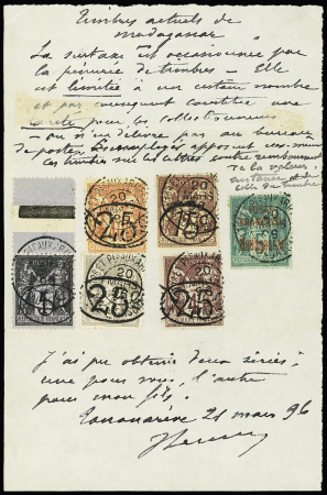 N° 22 à 27 +n° 14 obl. 20 mars 1896 sur feuillet