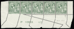 N° 44 15c. vert, exceptionnelle variété piquage