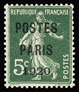 N°24 5c. vert, très bon centrage, neuf sans charnière,