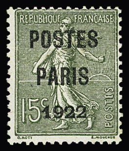 N° 31 15c. vert-olive, neuf sans gomme, TB. Signé