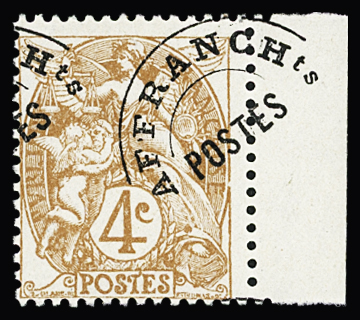 N° 40 4c. brun, variété surcharge très déplacé