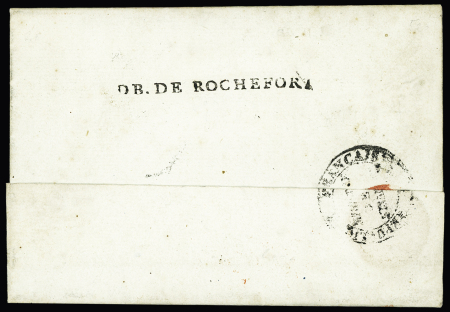 Lettre du Ministère des Finances pour le préfet des Deux Sèvres à Niort avec très belle MP "DB de Rochefort" (1802)