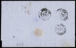 N°23 OBL GC 2240 + T15 "3 Marseille 3 (12)" (1866) sur lettre pour Santa Cruz de Ténérife (Canaries) avec arrivée. TB