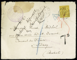 N°92 OBL CAD "Paris école de médecine" (1883) sur lettre pour l'Australie avec CAD "Sydney" au recto et mentions de retour à l'envoyeur. TB
