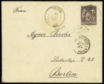 N°97 OBL CAD perlé type 25 "Tripoli Barbarie" (1888) répété à côté sur lettre pour Berlin avec arrivée au verso. TB