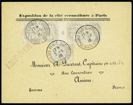 N°107, bande de 4 interpanneau millésime 6 + 1 pièce OBL CAD "Paris EXPon de la cité reconstituée" (7.8.16 - expo de la reconstruction des villes détruites) sur lettre. TB