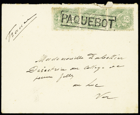 N°111 OBL griffe encadrée "Paquebot" (d'Aden) seule sur lettre. TB